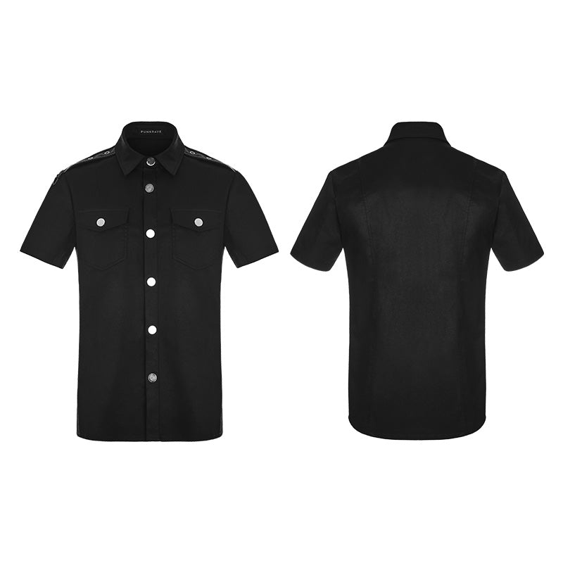 OY-860 Simple Daily Wear Short Sleeve Punk Shirt For Men