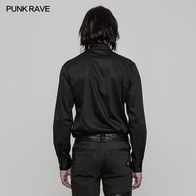 WY-864 Pure Cotton Elastic Uniform Punk Shirt With Zipper On The Neckline
