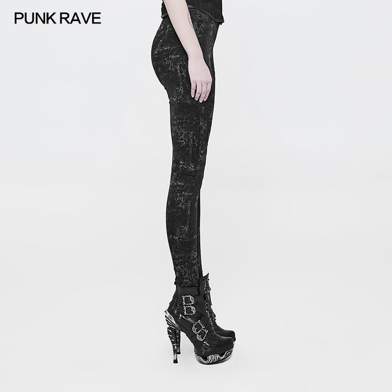 WK-326 Plus Size Punk Pants Elastic Slim Fit Printing Leggings For Women