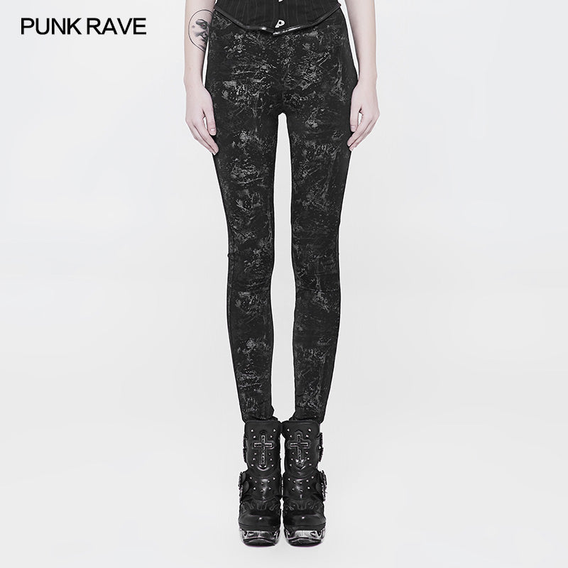 WK-326 Plus Size Punk Pants Elastic Slim Fit Printing Leggings For Women