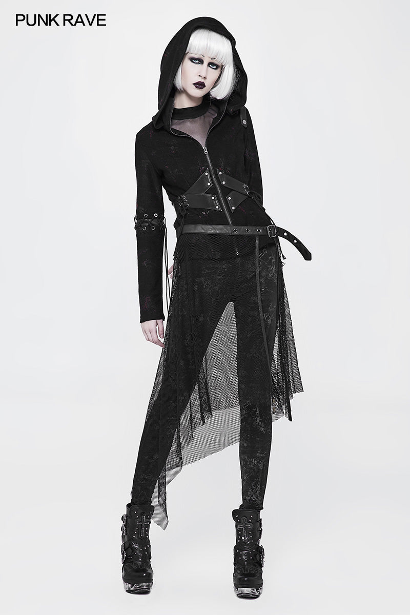 WS-264 Women Perspective Mesh Leather Waist Belt Personality Punk Accessories
