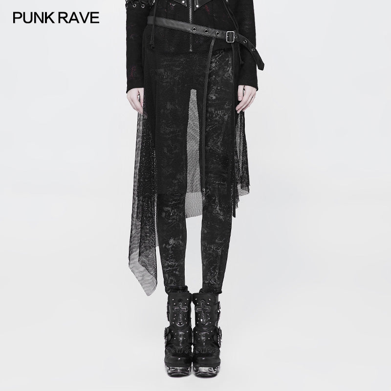 WS-264 Women Perspective Mesh Leather Waist Belt Personality Punk Accessories