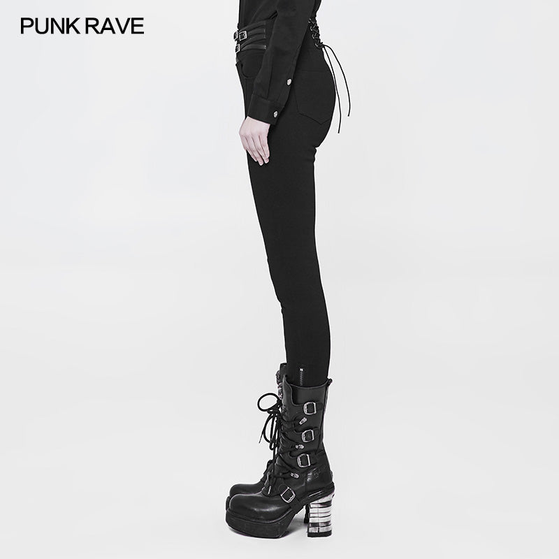 OK-329 Daily Fashion Stretch Long Punk Pants For Women