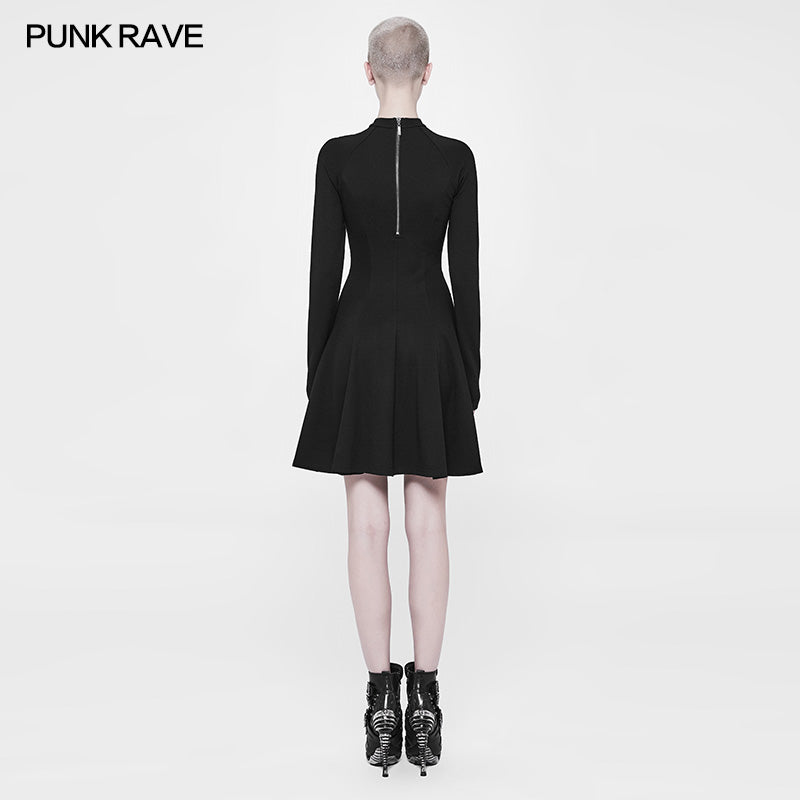 OQ-366 Daily High Elastic Knitted Punk Dress For Women