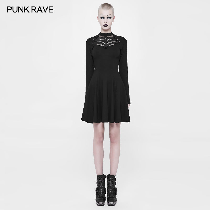 OQ-366 Daily High Elastic Knitted Punk Dress For Women
