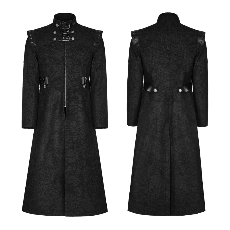 WY-854 Personality Printing Leather Spliced Punk Coat For Men &amp; Women