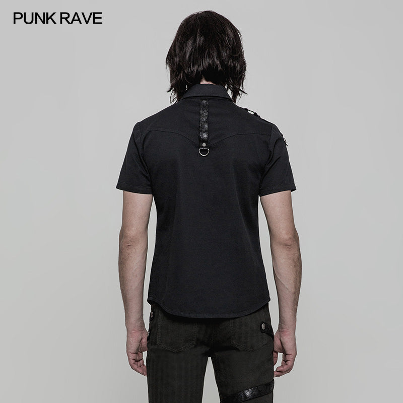 WY-872 Personality Metal Buckle Design Punk Shirt For Men