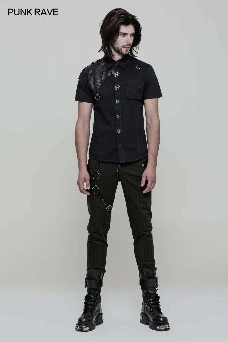 WY-872 Personality Metal Buckle Design Punk Shirt For Men
