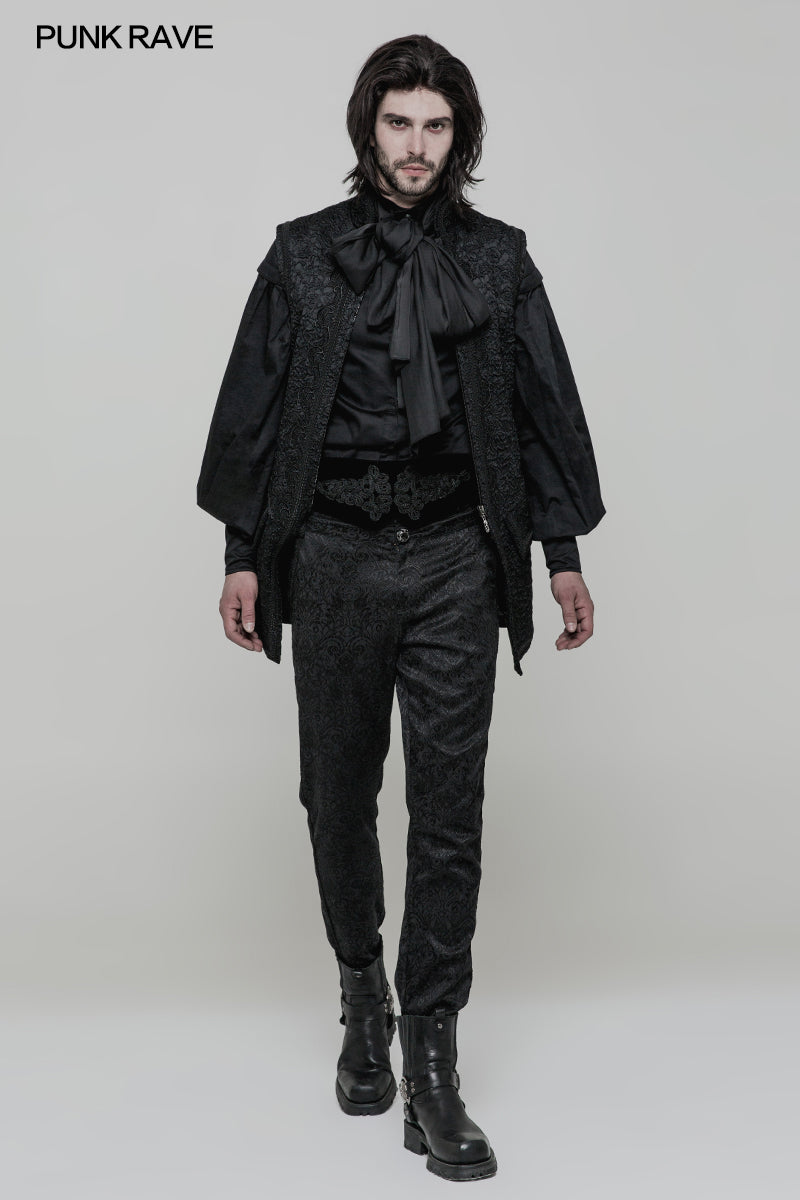 WY-849 Victoria Gorgeous Jacquard Long Gothic Vest For Men