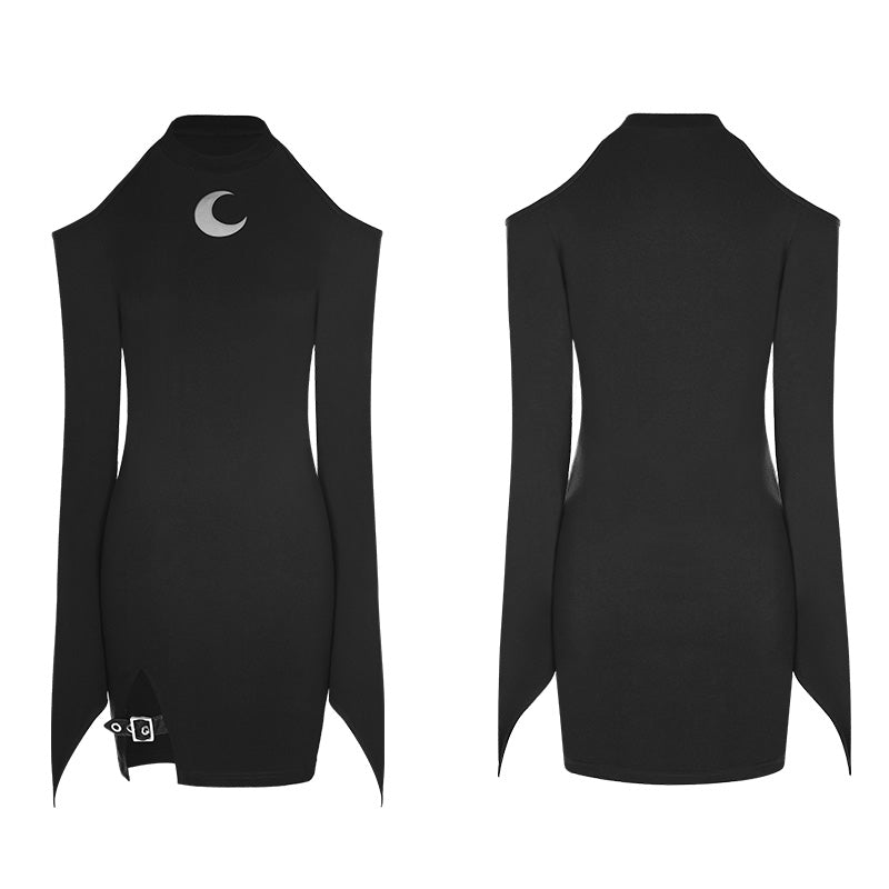 OPQ-304 Mystery Hollow Out Moon Pattern Strapless Gothic Dress