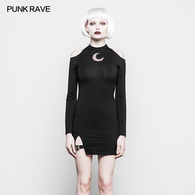 OPQ-304 Mystery Hollow Out Moon Pattern Strapless Gothic Dress