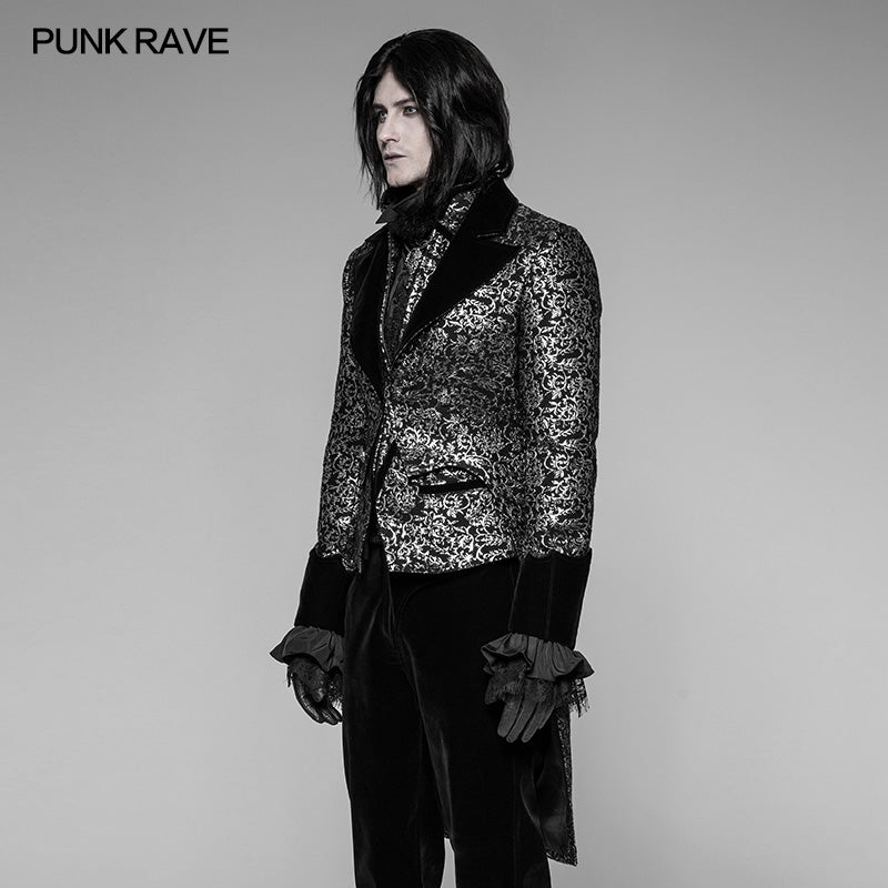 WY-922 Gothic Metal Texture Jacquard Swallow Tail Coat Jacket
