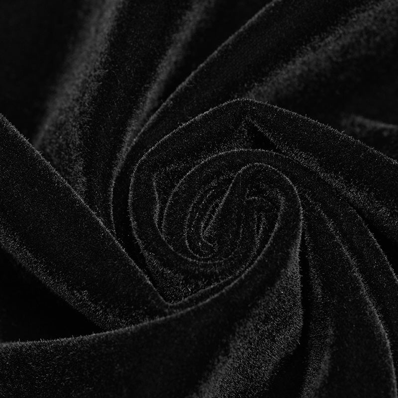 WY-950 Gothic Dark black Printed Velvet Swallowtail Coat Jacket