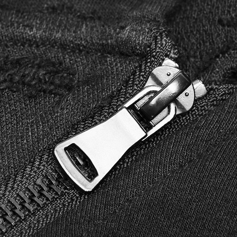 WT-535 Decadent Punk S-shaped Zipper Knitting T-shirt Personality Mosaic High Collar Sweater