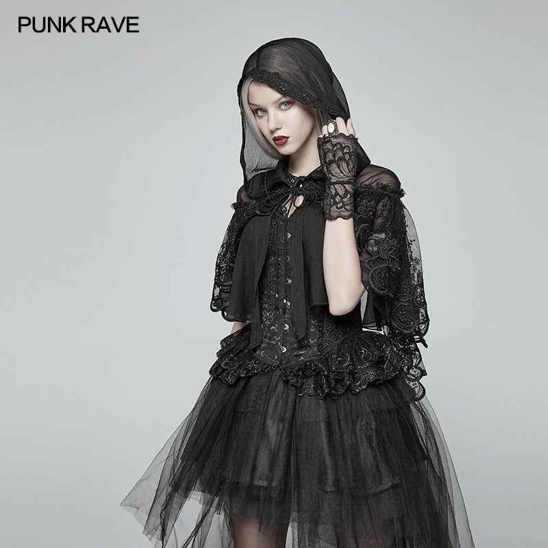 WLY-083 Lolita Transparent Lace Small Cloak With Hood