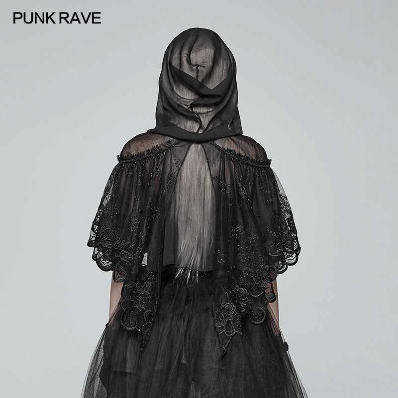 WLY-083 Lolita Transparent Lace Small Cloak With Hood
