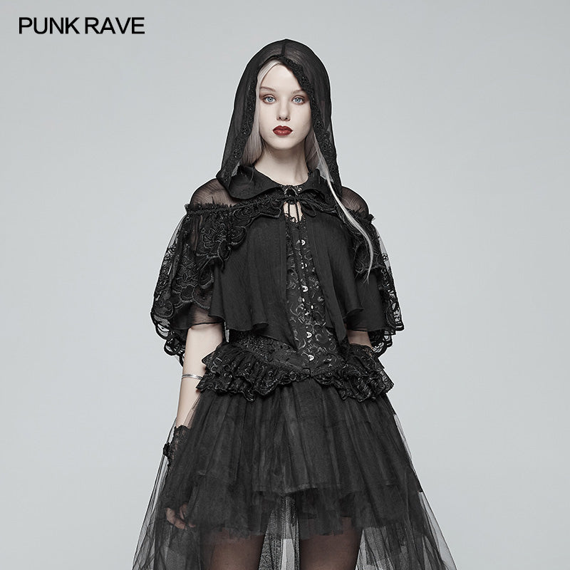 WLY-083 Lolita Transparent Lace Small Cloak With Hood