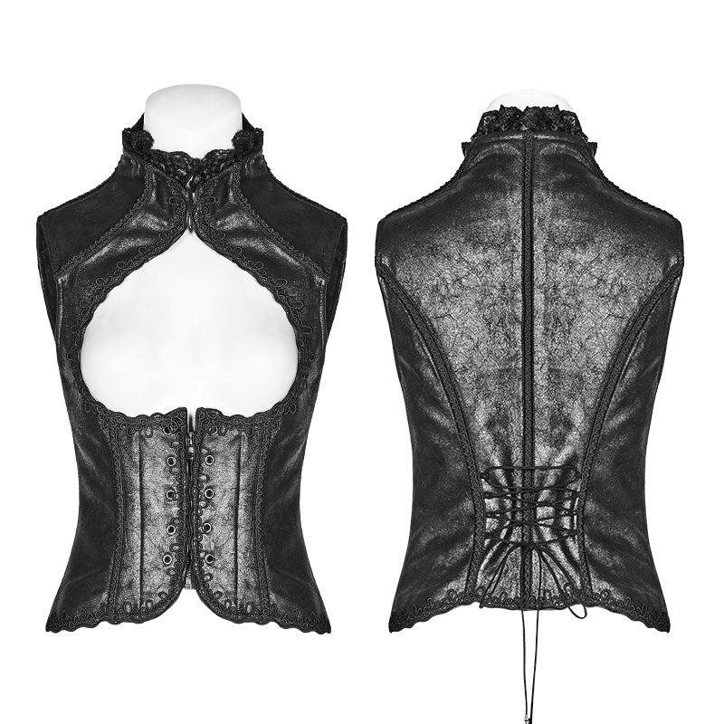 WY-960 Steampunk Vintage Floral Lace-up Vest