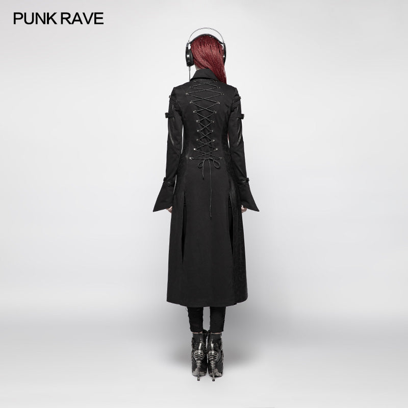 WY-981 Punk Futuristic Long Coat With Adjustable Drawstring Design