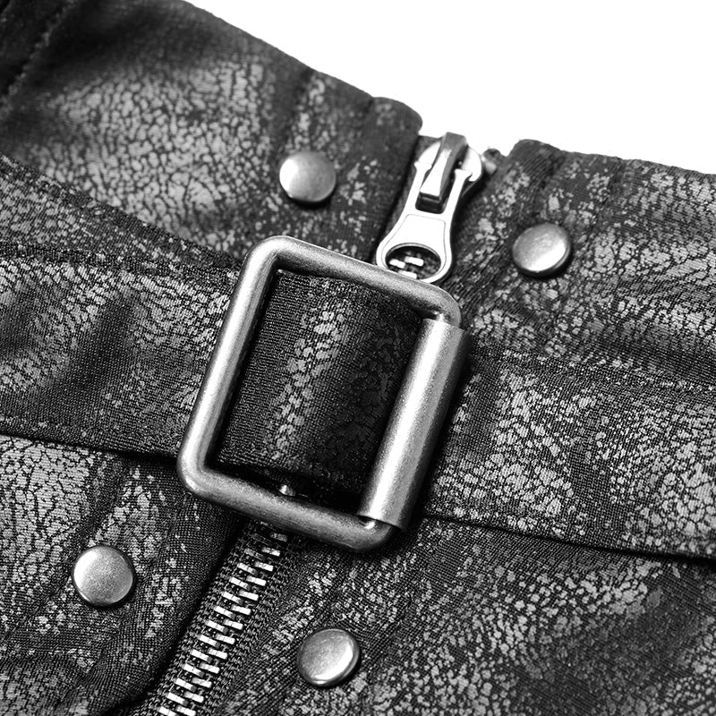 WY-986 Punk High Neck Elastic Knitted PU Super Short Vest