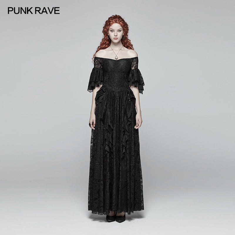 WQ-391 Gorgeous Off Shoulder Victorian Lace Long Dress