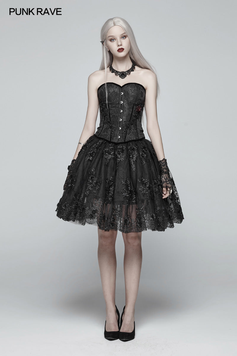 WY-975 Gothic Sweetheart Neck Jacquard Corset