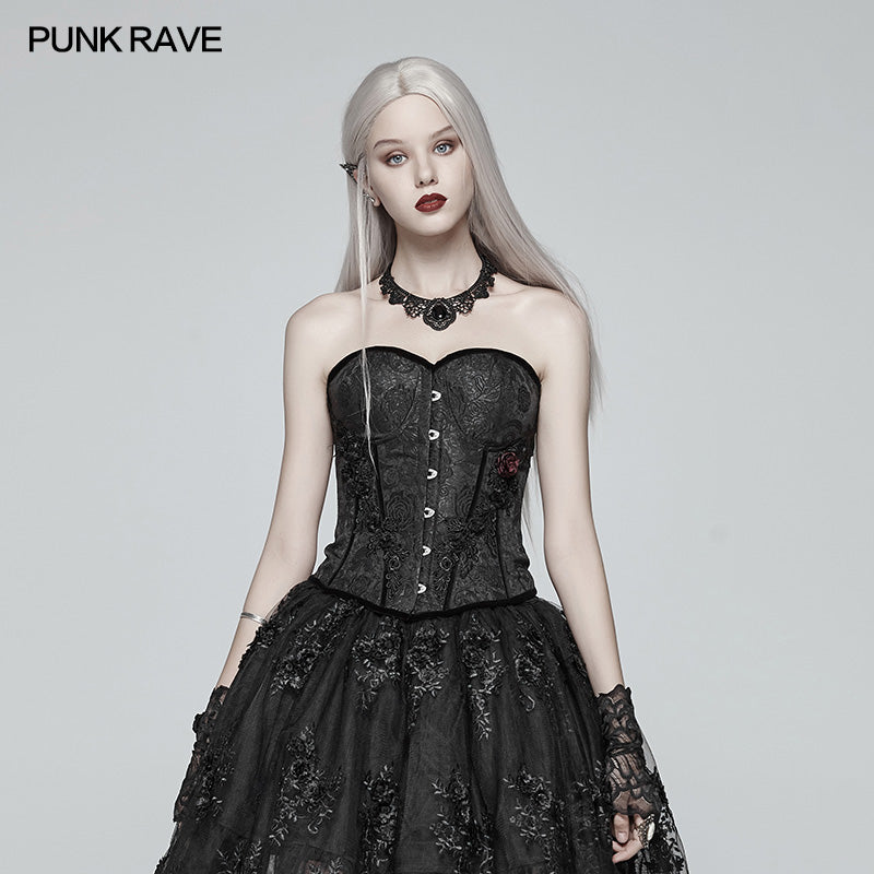WY-975 Gothic Sweetheart Neck Jacquard Corset