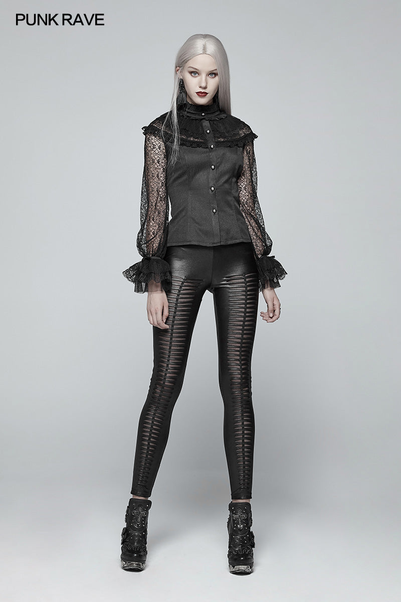 WK-342 Gothic Devil Footprints Leggings Split Pants