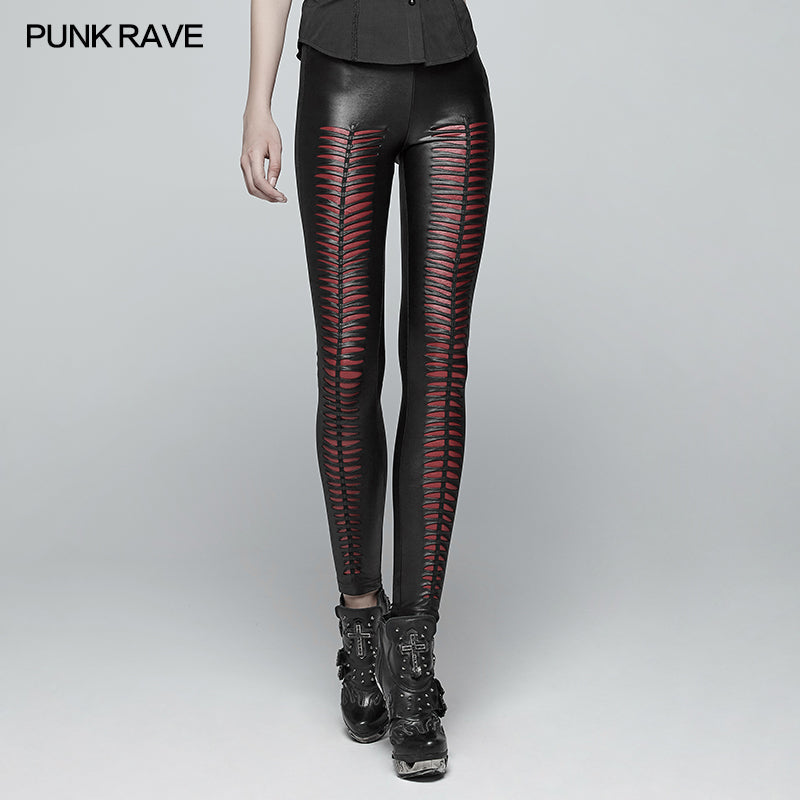 WK-342 Gothic Devil Footprints Leggings Split Pants