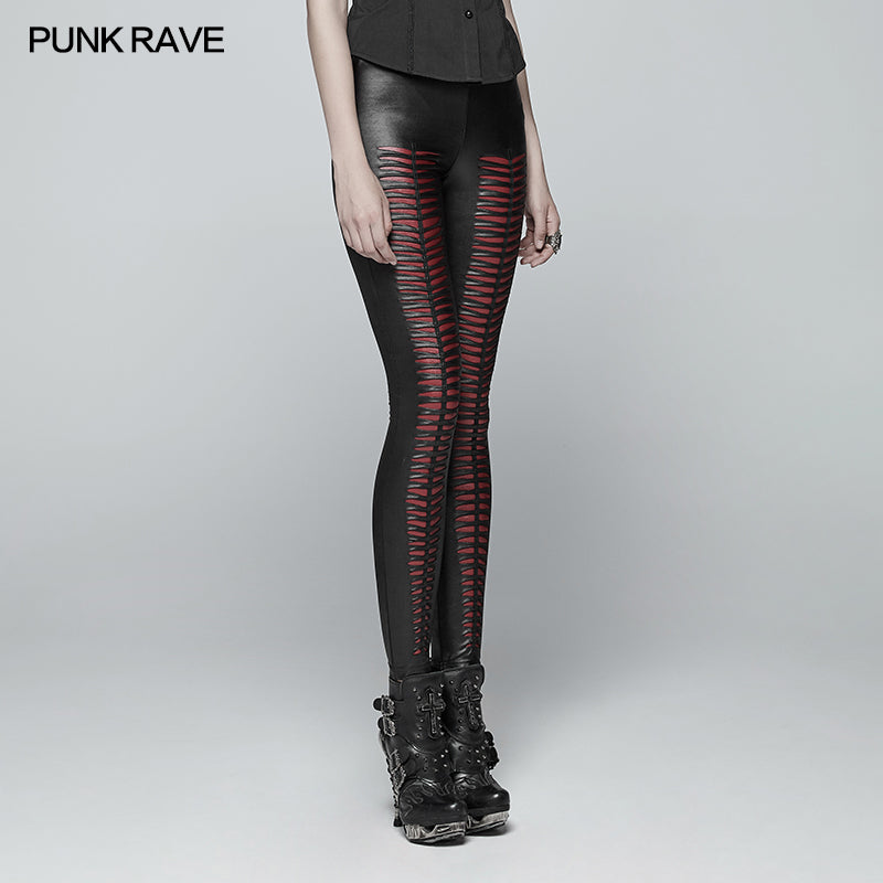 WK-342 Gothic Devil Footprints Leggings Split Pants