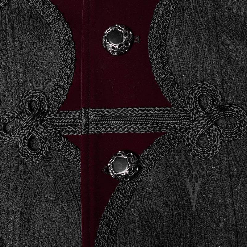 WY-1010 Men Goth Vampire Master Mid-length Jacket V-neck Long Sleeve Coat