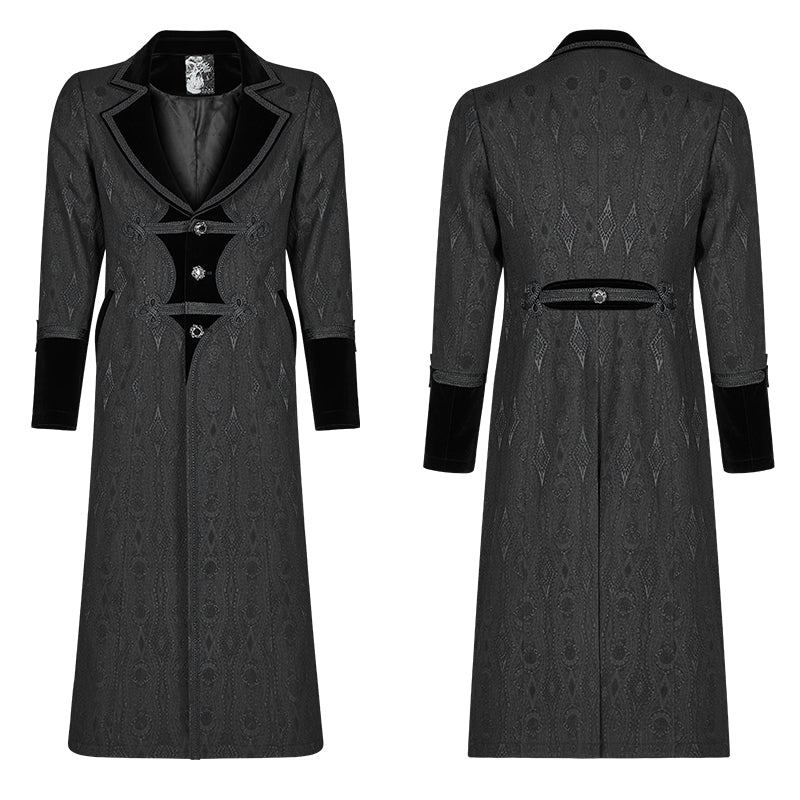 WY-1010 Men Goth Vampire Master Mid-length Jacket V-neck Long Sleeve Coat