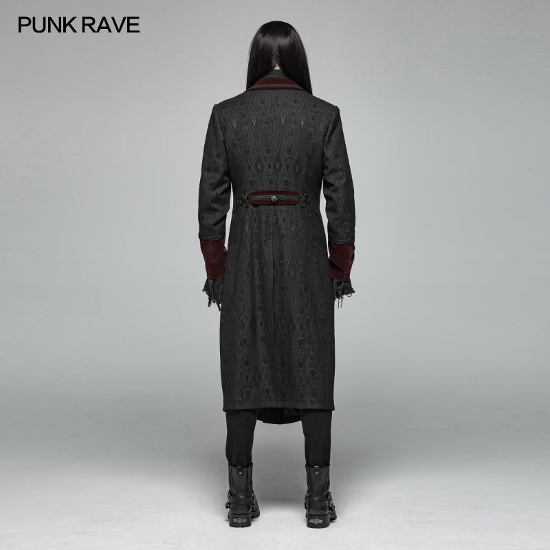 WY-1010 Men Goth Vampire Master Mid-length Jacket V-neck Long Sleeve Coat