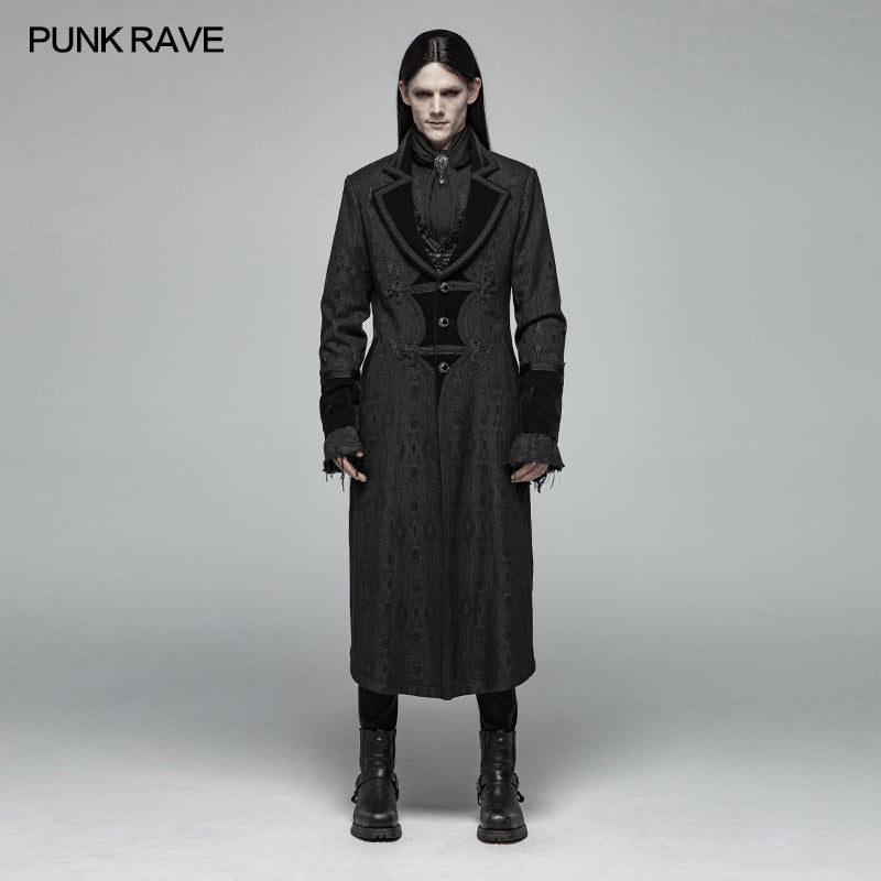 WY-1010 Men Goth Vampire Master Mid-length Jacket V-neck Long Sleeve Coat