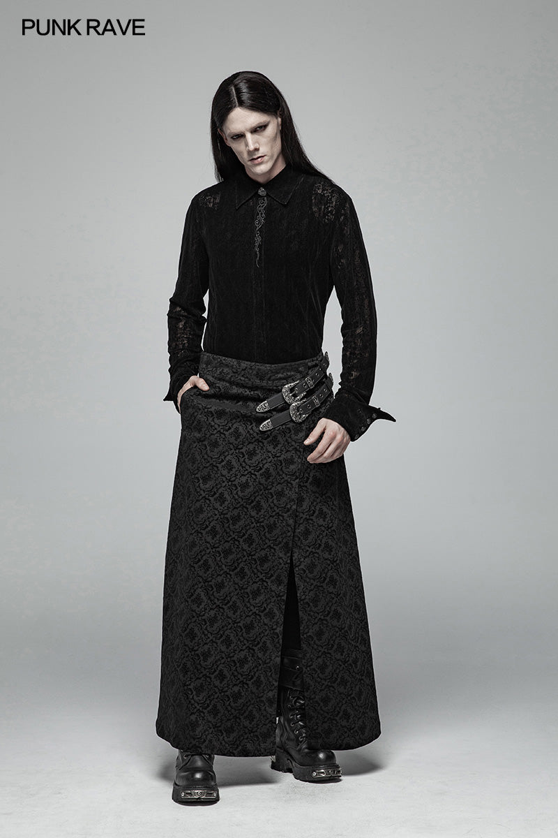 WQ-403 Gothic Vintage Personality Split Long Skirts For Men