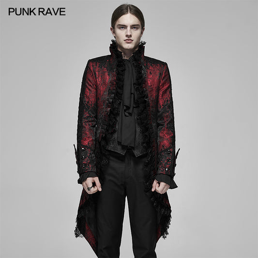 Black rococo gorgeous lace tuxedo coat WY-1166