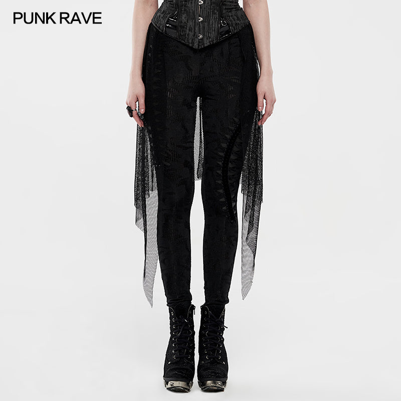WK-424DDF Goth black flame leggings