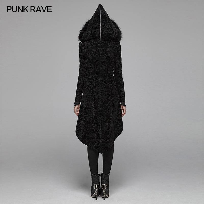 WY-1054 Gothic Pattern Medium Long Coat With Pointed Hat For Women