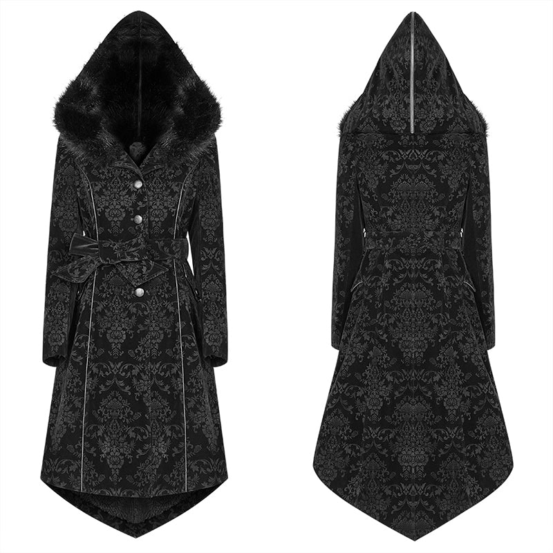 WY-1054 Gothic Pattern Medium Long Coat With Pointed Hat For Women