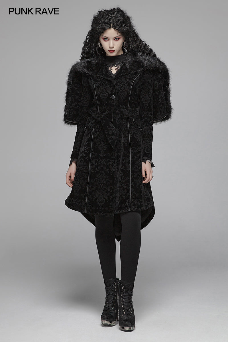 WY-1054 Gothic Pattern Medium Long Coat With Pointed Hat For Women