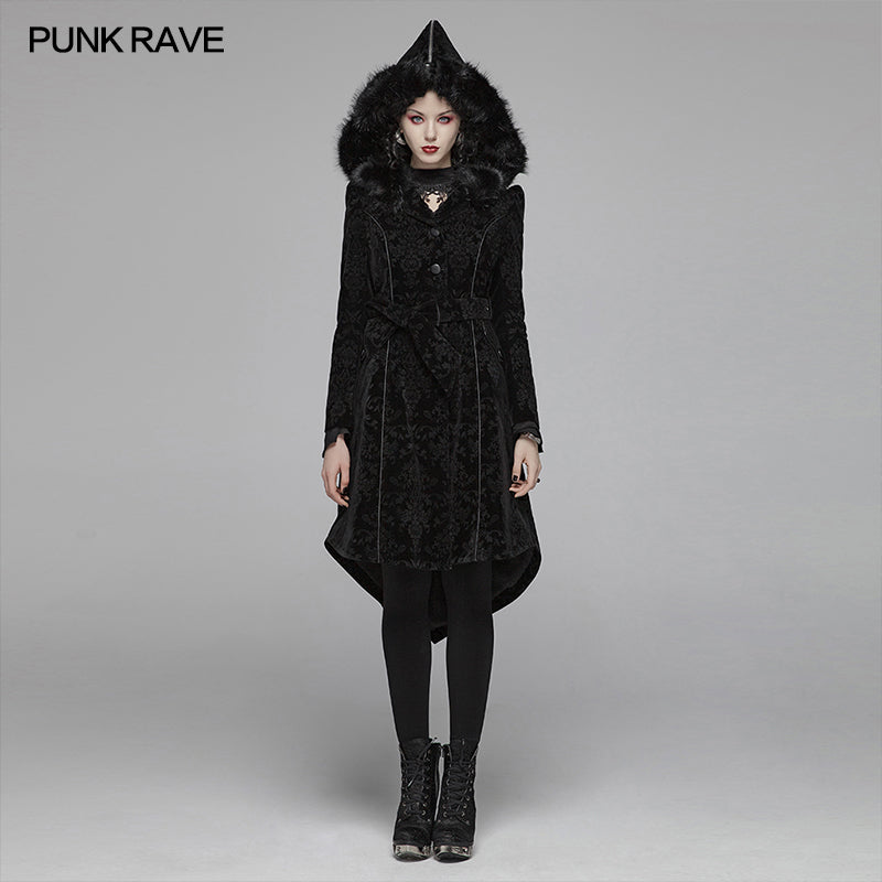 WY-1054 Gothic Pattern Medium Long Coat With Pointed Hat For Women