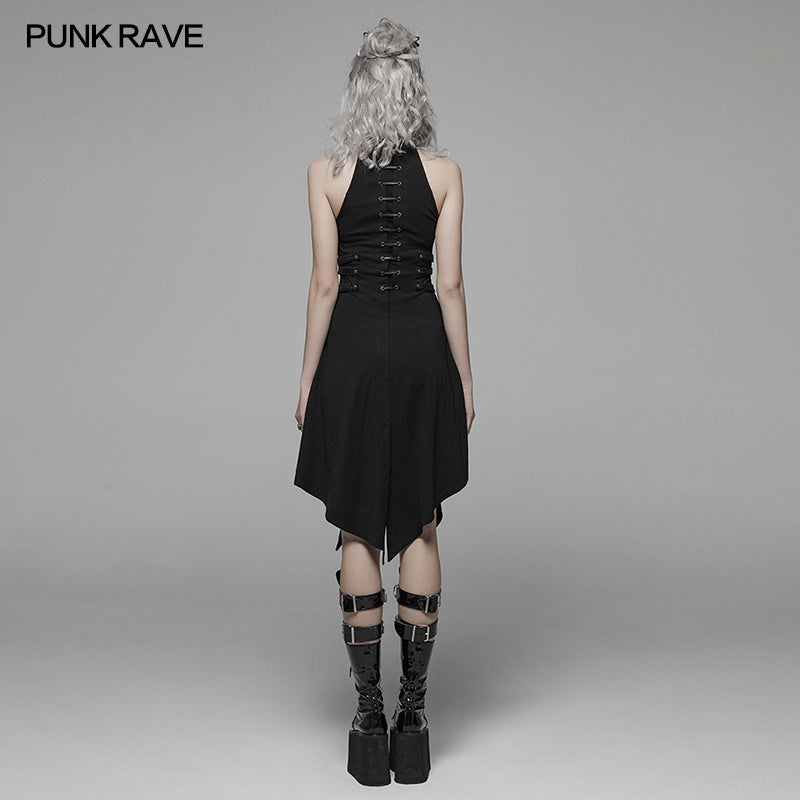 WQ-411 Dark Punk Halter Neck Short Dress