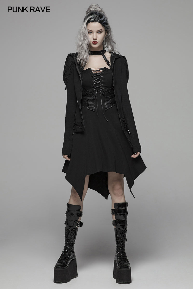 WQ-411 Dark Punk Halter Neck Short Dress