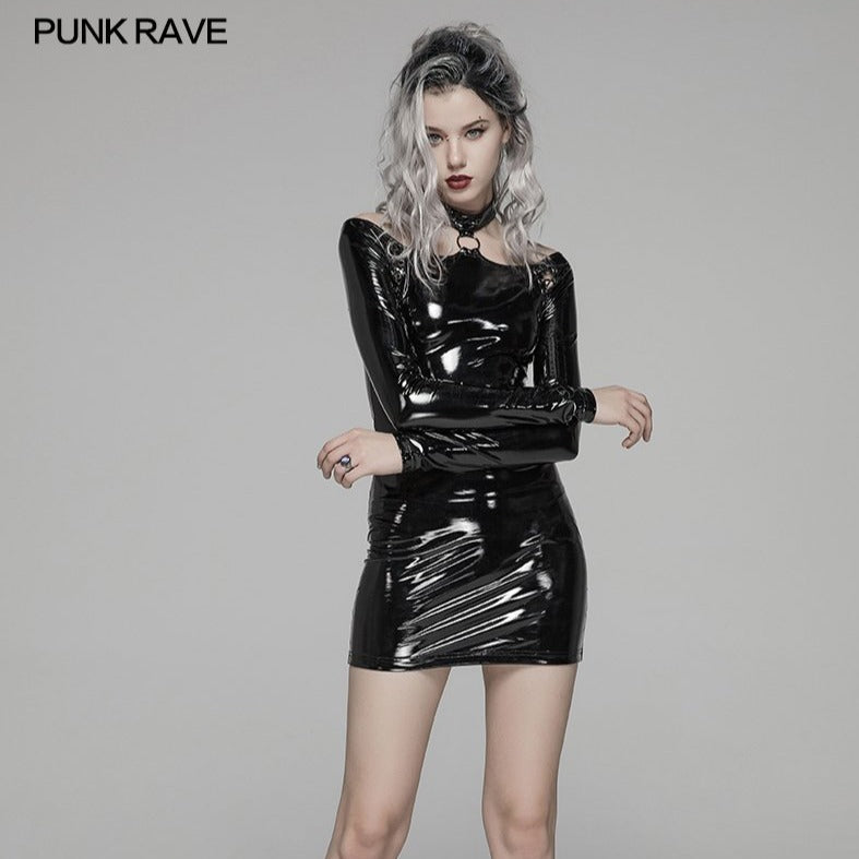 WQ-423 Punk Bright PU Over Hip Dress