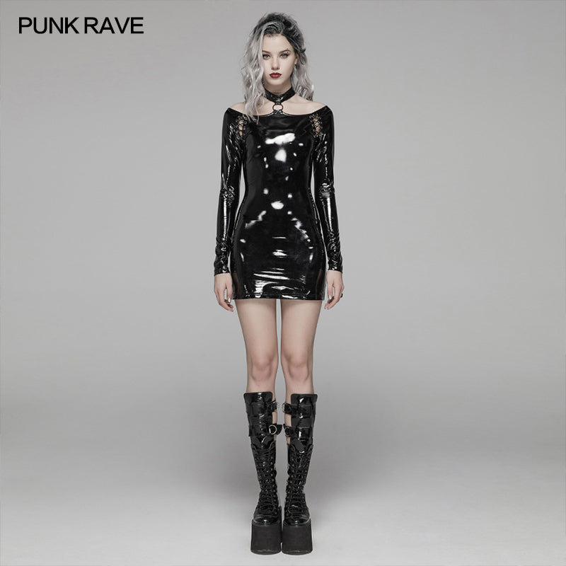 WQ-423 Punk Bright PU Over Hip Dress