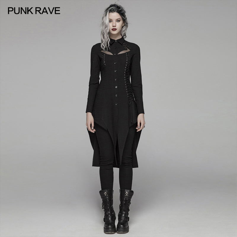 WY-1060 Dark Punk Irregular Long Shirt
