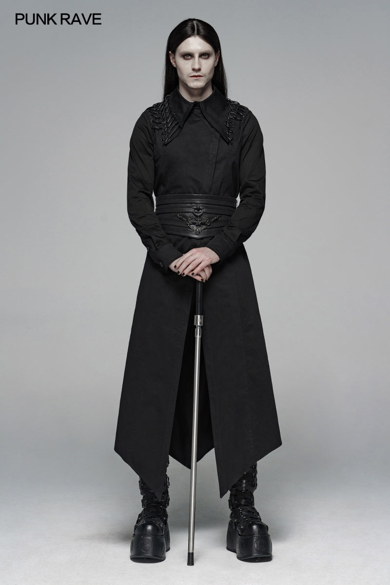 WY-1104 Dark Punk Micro-elastic Twill Long Shirt