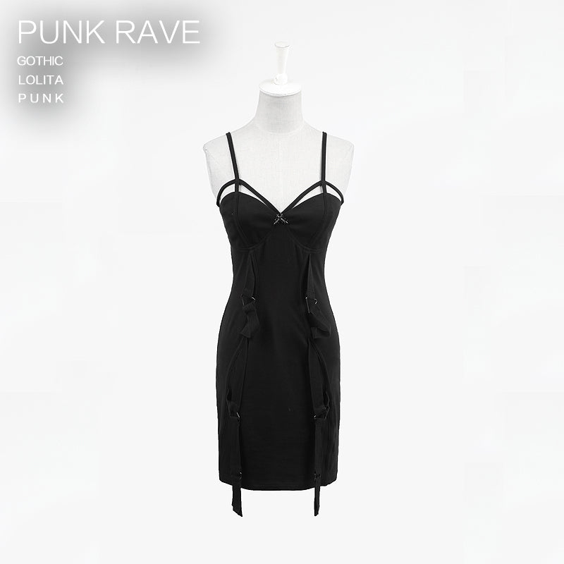 Q-228 black Sexy Knitting Slip Punk Dress