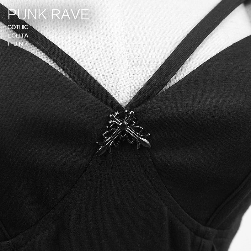 Q-228 black Sexy Knitting Slip Punk Dress