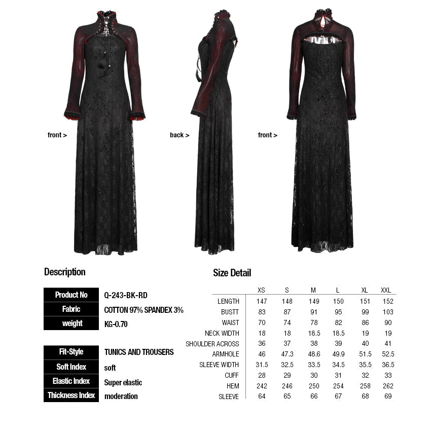 Q-243 Sexy Lady Fashion Dark Red Cape Gothic Dresses